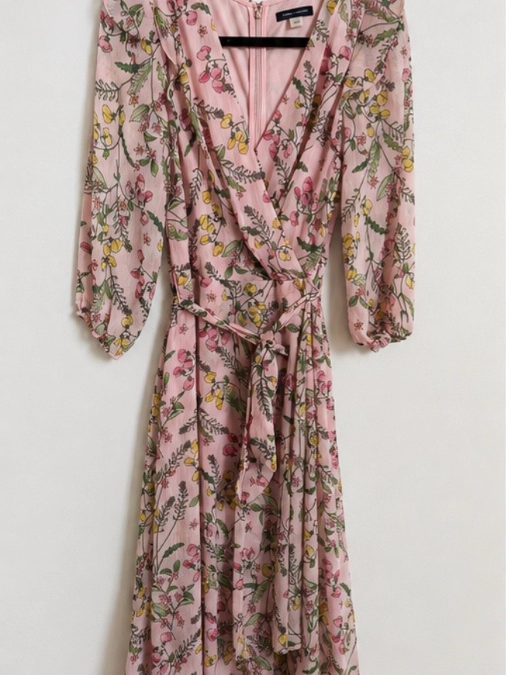 Tommy Hilfiger Pink Floral Wrap Maxi Dress with Tie Waist